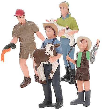 Vaguelly 4 Stück Bauernhof Charakter Modell Simulationsbauernfigur Aus Kunststoff Realistische Bauernhof Menschen Figuren Für Kinder Lernspielzeug Und Heimdekoration