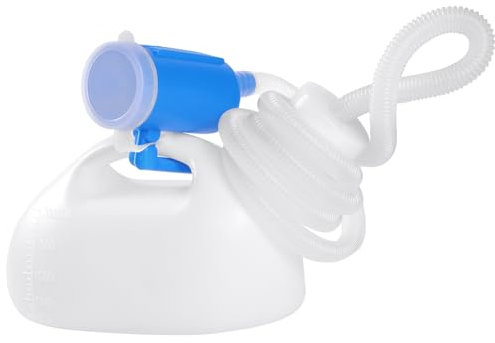 Lefeke Portable Urinal for Men, Reusable Men's Urine Bottles Spill Proof, Pee Bottle for Male 2000ml for Hospital Home Car Camping Travel 60 Long Hose with Lid（White）