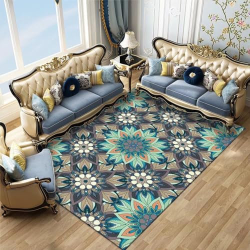 Kunsen 180X280CM Teppich Waschbar Niedrigfloriges Wohnzimmer, Schlafzimmer, rutschfestes Arbeitszimmer, maschinenwaschbar und schmutzabweisend Kinder Jungs Grün Flickenteppich