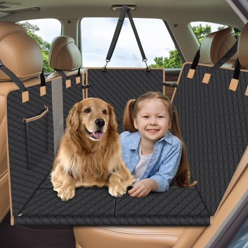 Lekeinchi Back Seat Extender for Dogs - Dog Car Seat Cover with Hard Bottom Extender Back Seat Cover for Dogs Scratchproof Dirt Resistant Side & Bumper Protection- Black