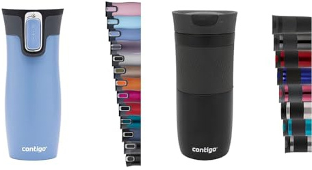 Contigo Unisex's West Loop Autoseal Thermobecher, Edelstahl Isolierbecher, Kaffeebecher to Go & Byron Snapseal Travel Mug, Stainless Steel Thermal Mug, Vacuum Flask, Leakproof Tumbler