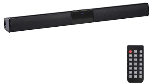 ZYMY Sound Bar for TV, PC Soundbar Speaker with Bluetooth 5.0, 2000mAH Rechargeable Battery, 20 Watt Gaming Soundbar with Remote Compatible AUX/RCA/FM/SD Card, Black