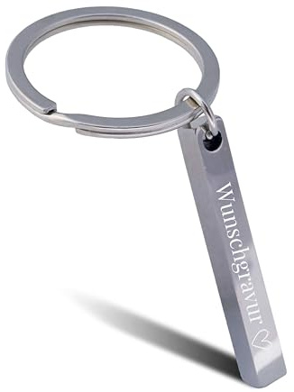 Online Schlüsselanhänger personalisiert silber I Schlüsselanhänger Gravur zum selbst gestalten, 4-seitig gravierbar I Personalisiertes Geschenk für Freundin, Freund, Papa I Anhänger zum Beschriften