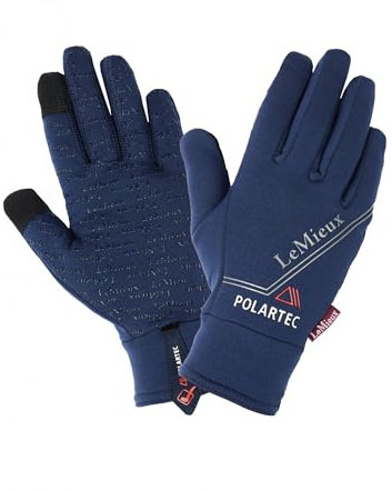 LeMieux PolarTec Adults Horse Riding Gloves - Navy Blue Medium