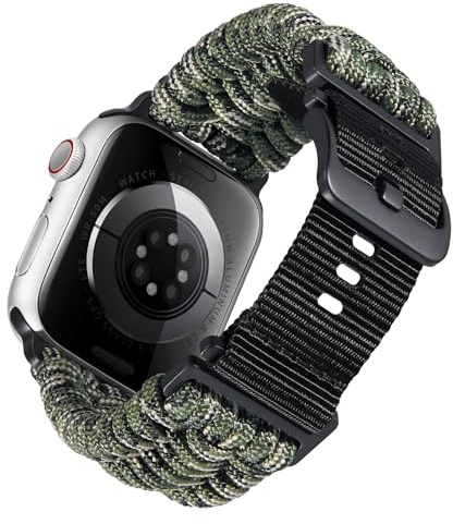 BINLUN Kompatibel mit Apple Watch Armband 49mm 46mm 45mm 44mm 42mm Geflochten Paracord Nylon Ersatzarmband Passt für iWatch Armbänder Series Ultra3/Ultra2/Ultra/11/10/9/8/7/SE3/SE2/SE/6/5/4/3/2/1