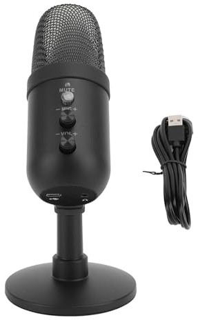 ASHATA USB Gaming Microphone, Adjustable Colorful Lights, HIFI Class Chip, 192KHz Sampling Rate, Clear Sound with Lossless Sound Transmission for Podcasting