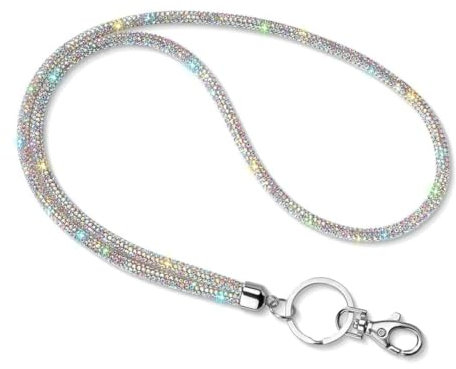 UEIOAVL Schlüsselanhänger für Damen mit Kartenhalter-Lanyard, Funkelnden Strasssteinen und Kristall-Chokerkette als Halskette