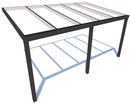 Schweng Terrassenüberdachung S400 in Anthrazit mit Polycarbonat in klar oder milchig, 506 x 305 cm