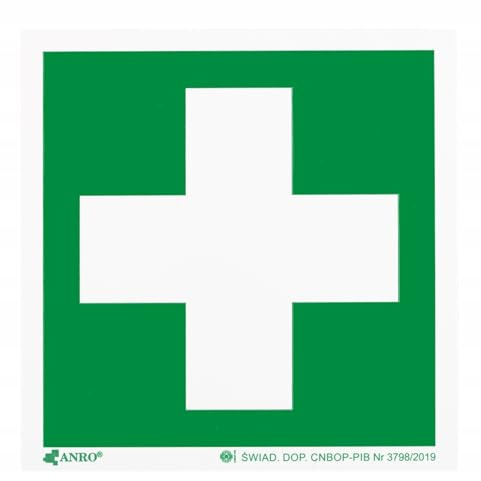 PRINTIMA Nachleuchtendes PVC Erste Hilfe Schild – 15x15cm, Leuchtendes Sicherheitszeichen für Notfälle/Fluchtweg/Erste-Hilfe-Markierung, Das Schild entspricht der Norm ISO 7010