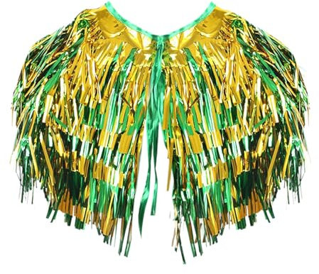 Generisch Pailletten Schal, St. Patrick's Day Glänzend Umschlagtuch Umhang Schal, Irish Festival Fransenschal Unisex Cosplay-Kostüm für Karneval Party St. Patrick's Day Kostüm