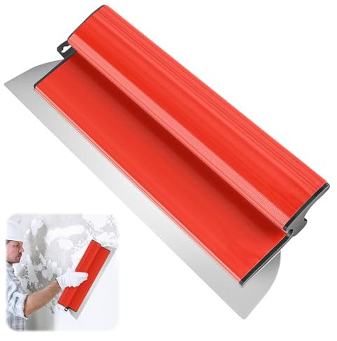 CEOTIS Drywall Skimming Blade, 40cm/16inch Drywall Plastering Spatula with Z-Grip Handle, Semi Flexible Speed Skim Wall Plastering Trowel for Cement and Concrete Wall-Board Wall Plastering Tools-red