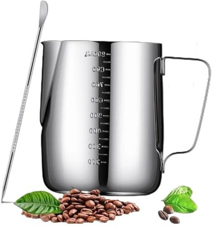 Brocca per schiumalatte, brocca per caffè espresso, accessori per macchina da espresso, tazza montalatte con penna decorativa (1800 ml e 1 penna)