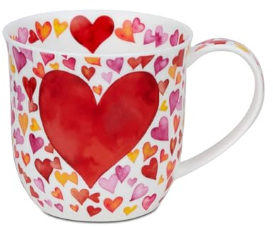 Dunoon Becher Cumbrae Big Love rot 450 ml Bone China Kaffeetasse 102 mm Teetasse 0,45l - Hochwertige Porzellantasse Elegantes modernes Design Spülmaschinenfest Geschenk
