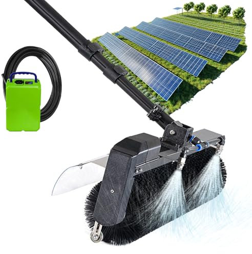 agreilduite Solar Panel Cleaning Kit with Rechargeable Battery & 360° Auto Brush - 7.5M/5.5M/3.5M Telescopic Pole, Water Fed Roller Brush kit for Roof/RV/Windows (Dry/Wet Modes),7.5m/24.6ft