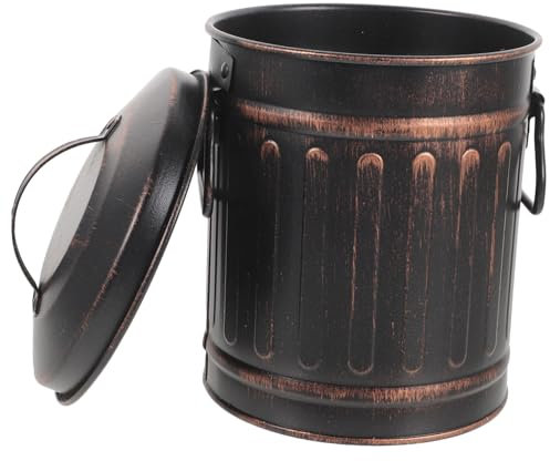 Kisangel Iron Fireplace Ash Bucket Lid and Handle for Coal and Charcoal Storage, Vintage Black Metal Ash Can for Home Fireplace and Outdoor Grill,