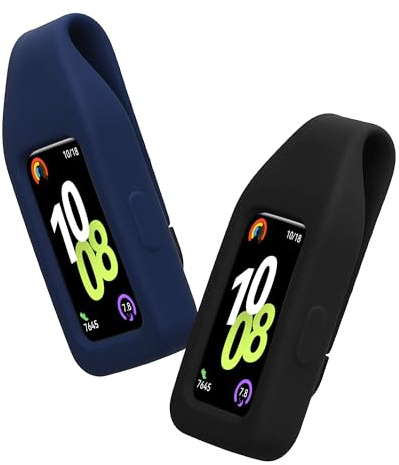 kwmobile 2x Clip Holders Compatible with Huawei Band 10/9 / 8 - Clip-On Holder Replacement Set - Black/Dark Blue
