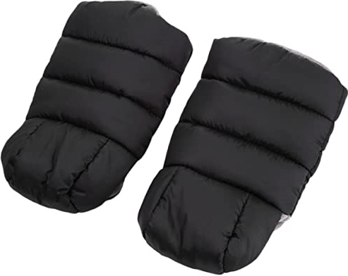 OFFIGAM Warme Kinderwagenhandschuhe Winddichte Stroller Handmuff aus Nylon und Flanell für Babys im Winter Schwarz 1 Paar