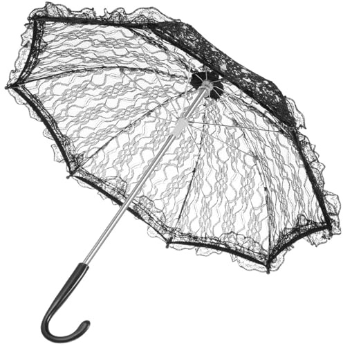 Gatuida Black Lace Umbrella – Vintage Romantic Lace Umbrella for Women, Lightweight Iron Frame for Halloween Dress Up, Wedding Photo Prop, Dance Performance, Outdoor Shoot Use