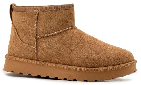 JOMIX Stivaletti Invernali Donna Caldi con Foderati Pelliccia Sintetica Stivali Bassi Classici Effetto Camoscio Trocchetti Pelosi Comodi alla Caviglia Polacchini Imbottiti Inverno WSB255311 Camel 37