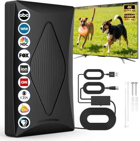 2026 TV Antenna for Digital TV Indoor, Long Range Smart Antenna for Local Channels, Support 4k 1080p with Amplifier Signal Booster for HDTV