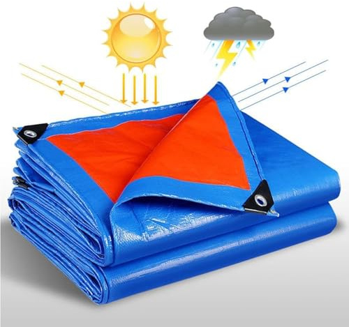 Generico Telo Impermeabile Esterno, Telone Copritutto Occhiellato Colore Blu 3.5m 4.5m 5m 5.5m 6m 6.5m 7m Teloni PVC Multiuso Impermeabile Rinforzato Coprire Legna Antistrappo(2x2m)
