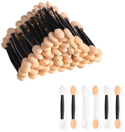 DJHUHN Lidschattenpinsel Einweg 50 Stück, Doppelseitige Lidschatten Applikatoren, Augen Make-up Schwämme für Frauen & Mädchen