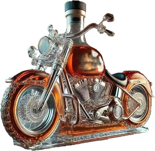 Decantador de whisky en forma de motocicleta 300 ml 3D para vino de vodka bourbon Jarra de whisky original con función aireadora, decoración retro para oficina y cocina