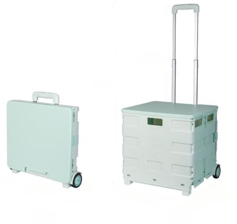 Grande carrello pieghevole per la spesa con coperchio, capacità 65 l, portatile, per lavanderia, sport, artigianato, carrello verde a due ruote
