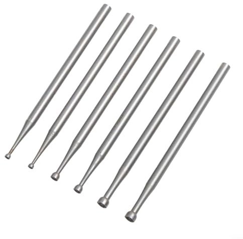Noteflora Round Cup Burs Set For Olive Kernel And Bead Carving, Precision Wire Rounder Bits 1.0 To 2.3mm, Steel Cutter Tools 6-Piece