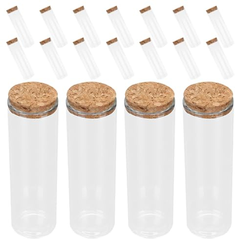 DEARMAMY 40 Provette di Vetro Borosilicato Trasparente da 30 Ml con Tappo di Sughero, Barattoli con Fondo Piatto per Decorazioni Fai da Te, Bomboniere e Conservazione, Set da 40 Pezzi