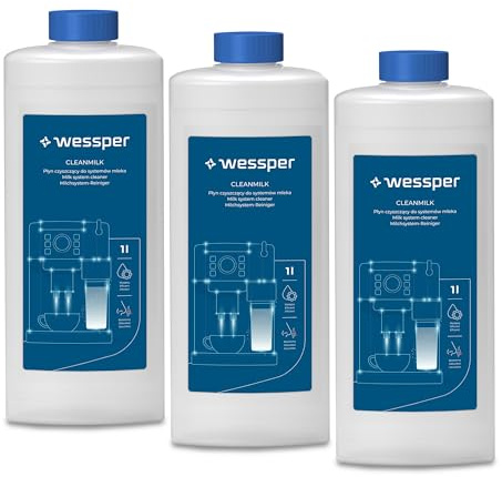 Wessper Universal Milk System Cleaner för Kaffemaskiner & Mjölkskummsprutor [3x1L] – Mjölkskum Cleaner – Tar Bort Mjölkfetter & Proteindepositioner – Effektiv Rengöring