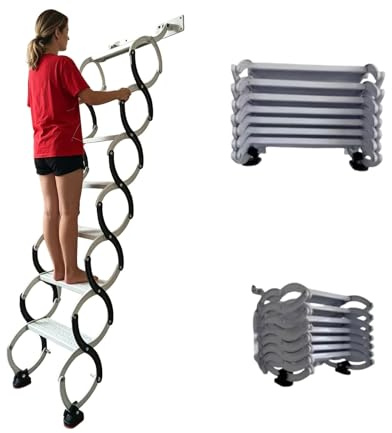 Escalera Plegable retráctil para altillo, Escalera Plegable de Pared, Capacidad de Carga de 300 kg, Escalera telescópica Resistente para ático, Escalera telescópica(H130CM/51.2IN)