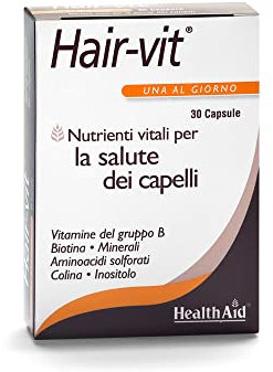 HealthAid Hair-vit Integratore Capelli Uomo e Donna - Formula Potenziata con Collagene Marino e Gelatina Idrolizzata, Hairvit 30 Capsule Softgel
