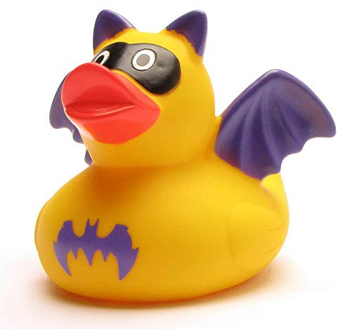 DUCKSHOP I Badeente Dark Hero I Quietscheente I Quietscheentchen I L: 7,5 cm I Geschenk für Superhelden-Fans I Präsent für Marvel-Fans