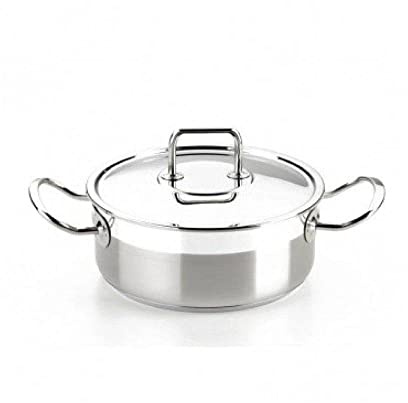 BRA Profesional | Cacerola con Tapa de Acero Inoxidable, Gris, 16 cm | Apta para todo tipo de cocinas incluida inducción