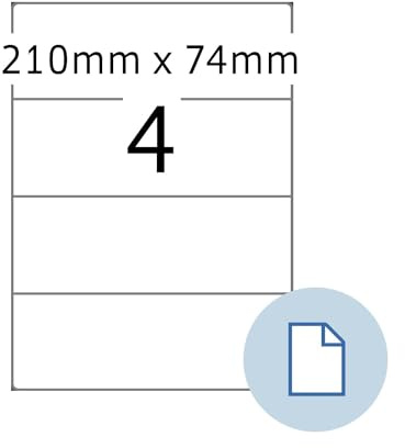 HERMA 8405 Universal Etiketten, 500 Blatt, 210 x 74 mm, 4 pro A4 Bogen, 2000 Stück, selbstklebend, bedruckbar, matt, blanko Papier Klebeetiketten Aufkleber, weiß