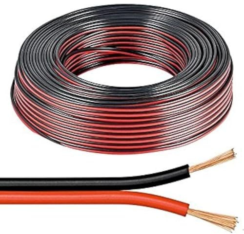 electrosmart 25m Red/Black 2x 1mm 2x 89 Strand Speaker Cable Wire for Home HiFi/Car Audio etc