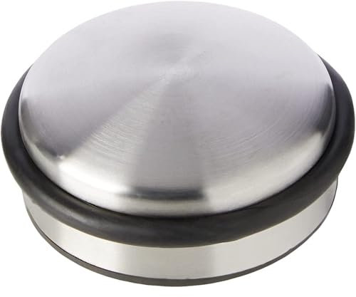 Select Hardware Door Weight, 1.2kg Heavy-Duty Door Stop with Bumper Rubber Buffer Ring, Satin Nickel Doorstop, 10cm
