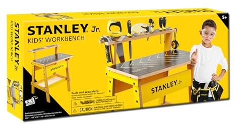 Stanley Jr. WB002-SY Children's Workbench - Let Your Child Play and Learn at the Same Time - Made of Solid and Durable Wood - from 5 Years, Yellow Black