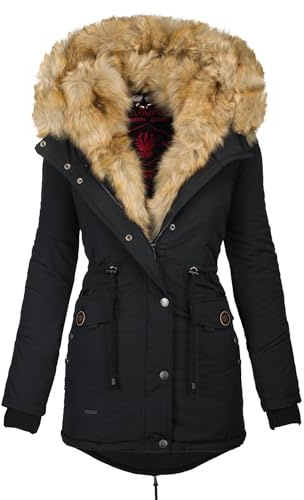 Navahoo 2in1 Damen Winter Jacke Parka Mantel Winterjacke warm Fell B365