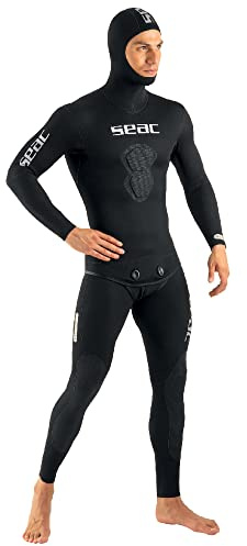 SEAC Black Shark, Combinaison de pêche sous et apnée en néoprène 7 mm, Deux pièces, intérieur en Fendu Homme, Noir, 3XL