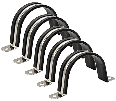 Rohrschellen Edelstahl, LERANXIN 5 Stück Schwarz Schlauch Klemme 60mm, Isolierte Rohrschellen aus Silikon, U-Rohrschelle aus Druckfestem, für Stationäre und DIY-Projekte