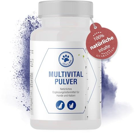 Lolo & Max - Multivital Pulver - Bierhefe Hund - Seealgenmehl mit Spirulina und Chlorella - Vitamin Barf Zusatz - Mit eigenem Messlöffel - 150g