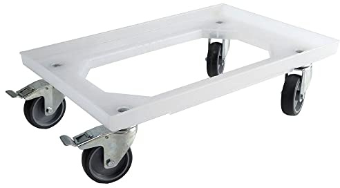 Karton EU Transportroller für Boxen 60 x 40 cm mit 2 Bremsen milchig und 4 Lenkrollen Rollwagen Euroboxen Eurobehälter