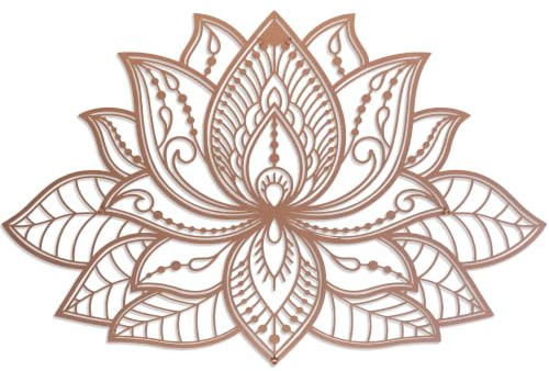 Colorfull Worlds 3D Mandala Metall Wanddekoration | Lotusblume Dekoration für Zuhause | Schlafzimmer Metall Wandkunst|Büro Dekor | Wohnzimmer Dekor | Neujahr Geschenk | 36 x 23 | 91 x 59 cm, Kupfer