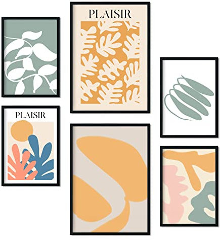 Nacnic Set von 6 Poster Vegetation. Sammlung von Platten mit ästhetischer Collage für Innendekoration. Größen A3 und A4. Rahmenlos