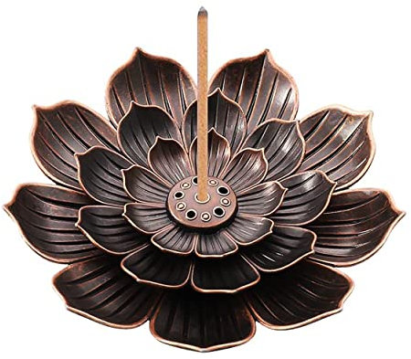 1Pcs Lotus Incense Holder 6-Hole Copper Cone Incense Burner Lotus Stick Incense,Backflow Incense Holder Meditation Gifts for Office Home SPA Yoga Tea House