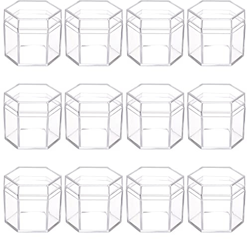 BENECREAT 21er-Pack durchsichtige Acryl-Boxen, Sechseck, kleine Aufbewahrungsbehälter für Kunststoffperlen (45x42mm) für Geschenke, Hochzeiten