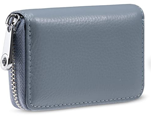 Meowoo Kreditkartenetui für Damen und Herren RFID Wallets Schutzhülle Karte RFID Schutz,Reißverschlussetui 14 Fächer Kartenetui(Grau)