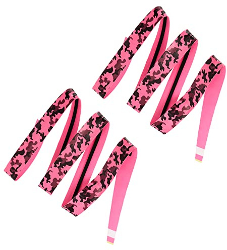 PATIKIL 2 Stück Tennisschläger Griffband 110cm Schläger Über Griff mit Dämpfungsrillen PU Griff Band rutschfeste Absorptionsfähigkeite Tarnmuster für Tennis Badminton Angelrute Rosa